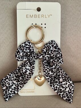 NWT Emberly Leopard Bow Bag Charm